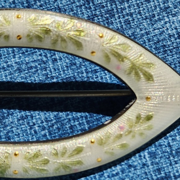 Antique Sterling Silver Enamel Brooch Champleve Sash Pin Circa 1915 Robbins - Picture 6 of 6